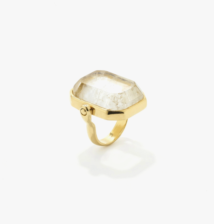 Modern Gold Emerald-cut Rock Crystal Statement Ring Boho-chic | Tsukuba Jewelry