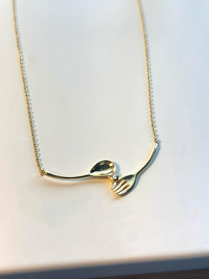 Minimalist Gold 'Fine Dining' Necklace with Diamond Detail | Tsukuba Jewelry