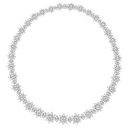 Sunflower Radiance Moissanite Necklace with 25.50 Carats in Silver | Tsukuba Jewelry