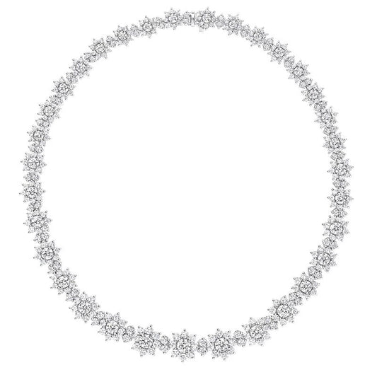 Sunflower Radiance Moissanite Necklace with 25.50 Carats in Silver | Tsukuba Jewelry